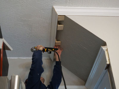 Hanging crown moulding on angled wall