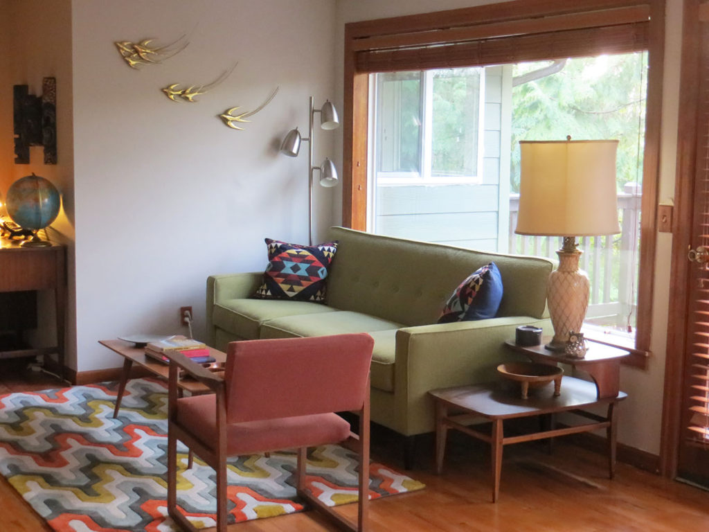 View of living room in mid-century home